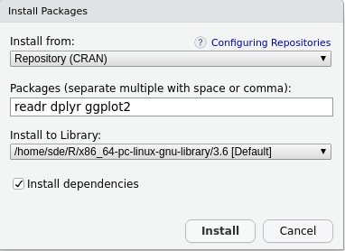 rstudio install package