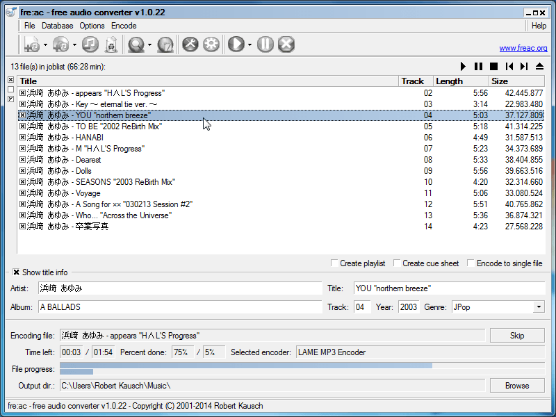 convert music to ogg freac