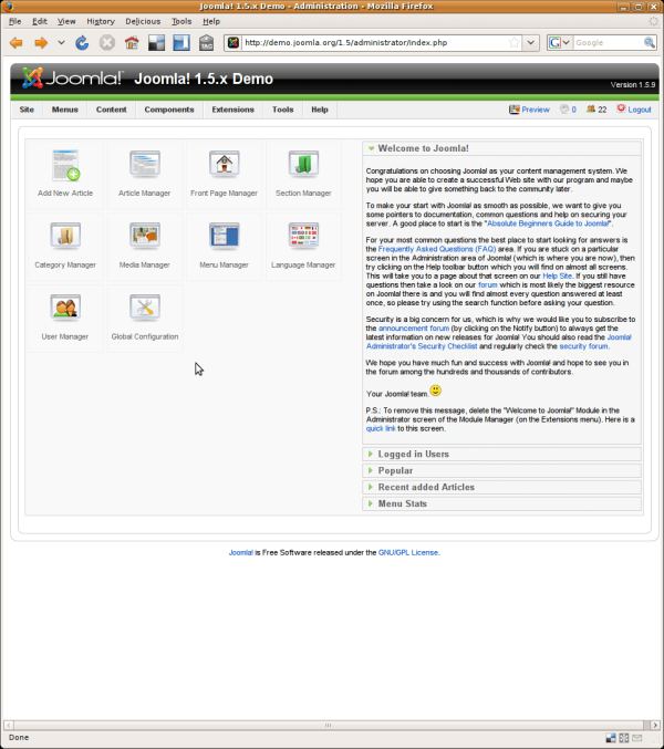 Joomla Content Management System Linuxlinks