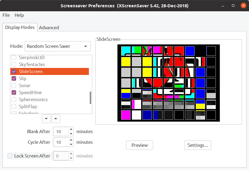 xscreensaver configuration