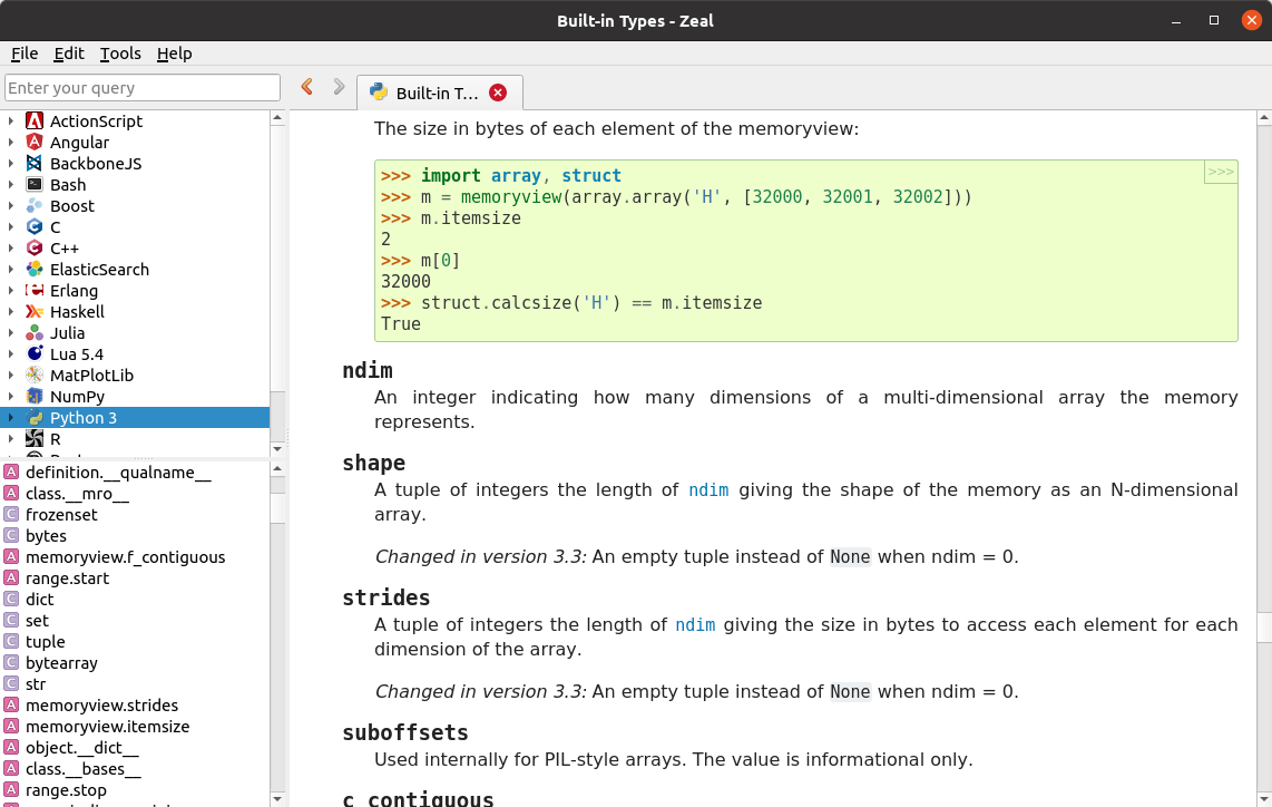 Zeal - Python docset