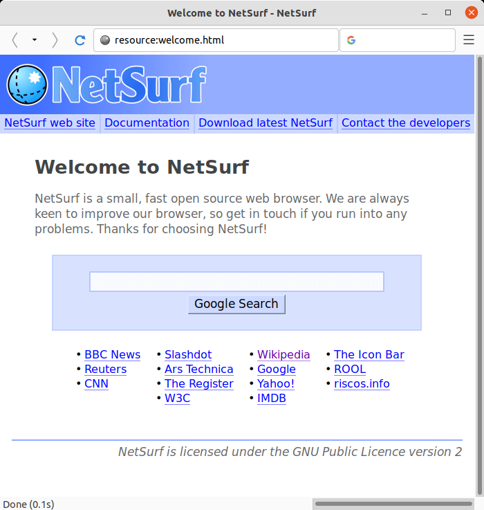 netsurf web browser